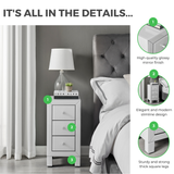 Lexi 3 Drawer White Slim Mirrored Bedside Table - Lexi-white-Small-info-1.png