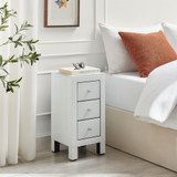 Lexi 3 Drawer White Slim Mirrored Bedside Table - Lexi-small-bedside-table-white-1.jpg