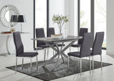 Lira 120cm Grey Metal Extending Dining Table & 6 Velvet Milan Chairs - lira-6-grey-120-high-gloss-square-dining-table-6-grey-velvet-milan-chairs-set.jpg