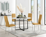 Adley Grey Concrete Effect Storage Dining Table & 4 Velvet Milan Chairs - adley-rnd-gry-concrete-din-tbl-4-must-velvet-millan-sil-chairs.jpg