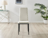 Seattle Glass Black Leg Square Dining Table & 4 Velvet Milan Black Leg Chairs - Milan velvet Dining Chairs-cream black (3).jpg