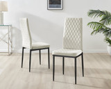 Seattle Glass Black Leg Square Dining Table & 4 Velvet Milan Black Leg Chairs - Milan velvet Dining Chairs-cream black (2).jpg