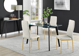 Malmo Glass and Black Wooden Leg Dining Table & 4 Velvet Milan Gold Leg Chairs - Malmo-retangle-glass-blk-table-4-crm-milan-velvet-gld-chair.jpg