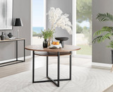 Adley Brown Wood Storage Dining Table & 4 Velvet Milan Black Leg Chairs - Adley-modern-round-wood-dining-table-1.jpg