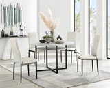 Adley Grey Concrete Effect Storage Dining Table & 4 Velvet Milan Black Leg Chairs - adley-rnd-gry-concrete-din-tbl-4-cream-velvet-millan-blk-chairs.jpg