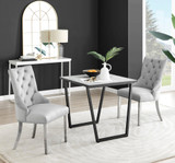 Carson White Marble Effect Square Dining Table & 2 Velvet Belgravia Chairs - carson-2-seat-80cm-rectangle-dining-table-2-grey-velvet-belgravia-silver-chairs-set.jpg
