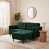 Jolene Emerald Green Velvet 3 Seater Sofa - Jolene Green 3S with footstool_AI_4K.jpg