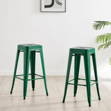 2x Colton Dark Green Metal 'Tolix' Style Bar Stools - Colton stools-Green-2v.jpg