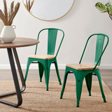 2x Colton Green 'Tolix' Style Metal and Wood Dining Chairs - Colton-Metal-Tolix-Green-Wood-Dining-Chairs-CROP.jpg
