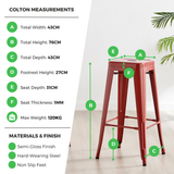 2x Colton Black Metal 'Tolix' Style Bar Stools - Colton Bar Stool Infographic.png