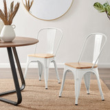 2x Colton White 'Tolix' Style Metal and Wood Dining Chairs - Colton-Metal-Tolix-White-Wood-Dining-Chairs-CROP.jpg