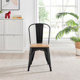 2x Colton Black 'Tolix' Style Metal and Wood Dining Chairs - Colton-Dining-Chairs-Wood-Black-3v.jpg