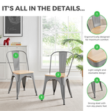 2x Colton Red 'Tolix' Style Metal and Wood Dining Chairs - Colton Wood Dining Chair Details.png