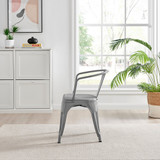 2x Colton Grey 'Tolix' Style Metal Dining Chairs with Arms - Colton.Dining.Chairs.Armed.Grey-5v.jpg