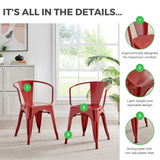 2x Colton Grey 'Tolix' Style Metal Dining Chairs with Arms - Colton Arm Dining Chair Details.png