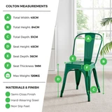 2x Colton White 'Tolix' Style Metal Dining Chairs - Colton Dining Chair Infographic.png