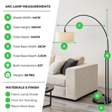 Lucinda Arc Floor Lamp White Shade with Matte Black Base - lucinda.Arc.Lamp.Infographic.png