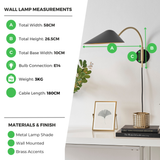 Poppy Wall Lamp Matte Black Shade with Brushed Brass - Poppy.Wall.Lamp.Infographic.png