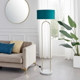 Danielle Floor Lamp Teal Velvet Shade Brass and Marble Base - Danielle Floor Lamp-1.jpg