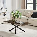 Leonardo Rectangle Brown/Grey Marble Glass & Black Coffee Table - Leo-Marble-BLK-Leg-Coffee-Table-grey-2.jpg
