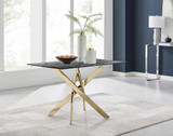 Leonardo Glass Marble Top Gold Legs 4 Seat Dining Table - leonardo-grey-marble-4-gold-modern-rectangular-dining-table-1.jpg