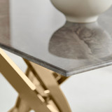 Leonardo Rectangle Brown/Grey Marble Glass and Gold Metal 4 Seat Dining Table - Leo-Marble-GLD-Leg-dininig Table-4-Seat-grey-4.jpg Leonardo Rectangle Brown/Grey Marble Glass and Gold Metal 4 Seat Dining Table - Leo-Marble-GLD-Leg-dininig Table-4-Seat-grey-4.jpg