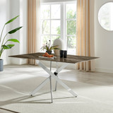 Leonardo Rectangle Brown/Grey Marble Glass & Silver Metal 6 Seat Dining Table - Leo-Marble-SIL-Leg-dininig-Table-6-Seat-grey-1.jpg Leonardo Rectangle Brown/Grey Marble Glass & Silver Metal 6 Seat Dining Table - Leo-Marble-SIL-Leg-dininig-Table-6-Seat-grey-1.jpg