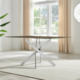 Leonardo Rectangle Brown/Grey Marble Glass & Silver Metal 6 Seat Dining Table - Leo-Marble-SIL-Leg-dininig-Table-6-Seat-grey-3.jpg Leonardo Rectangle Brown/Grey Marble Glass & Silver Metal 6 Seat Dining Table - Leo-Marble-SIL-Leg-dininig-Table-6-Seat-grey-3.jpg