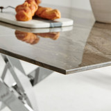 Leonardo Glass Marble Top Silver Legs 6 Seat Dining Table  - Leo-Marble-SIL-Leg-dininig-Table-6-Seat-grey-4.jpg