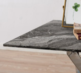 Leonardo Glass Marble Top Silver Legs Side Table  - Leonardo-side-table-grey-marble-chrome-leg-3.jpg