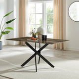 Leonardo Rectangle Brown/Grey Marble Glass & Black Metal 6 Seat Dining Table - Leo-Marble-BLK-Leg-dininig -Table-6-Seat-grey-1.jpg