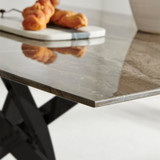 Leonardo Rectangle Brown/Grey Marble Glass & Black Metal 6 Seat Dining Table - Leo-Marble-BLK-Leg-dininig -Table-6-Seat-grey-4.jpg