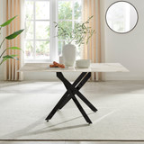 Leonardo Dining Table 6 Seat White Glass Marble Top Black Legs - Leo-Marble-BLK-Leg-dininig -Table-6-Seat-white-1.jpg