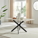 Leonardo Rectangular White Marble Glass and Black Metal 6 Seater Dining Table - Leo-Marble-BLK-Leg-dining-Table-6-Seat-white-2.jpg