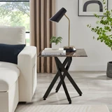 Leonardo Square Brown/Grey Marble Glass & Black Side Table  - Leo-Marble-BLK-Leg-Side-Table-grey-1 .jpg