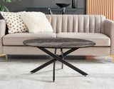 Novara Glass Marble Effect Top Black Legs Round Coffee Table - Novara-coffee-table-grey-marble-black-leg-2.jpg