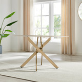 Leonardo Rectangular White Marble Glass and Gold Metal 4 Seater Dining Table - Leo-Marble-GLD-Leg-dininig Table-4-Seat-white-3.jpg
