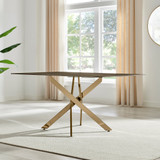 Leonardo Rectangle Brown/Grey Marble Glass & Gold Metal 6 Seat Dining Table - Leo-Marble-GLD-Leg-dininig Table-6-Seat-grey-3.jpg