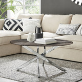 Novara Round Grey Marble Glass and Silver Coffee Table - Novara-coffee-table-grey-marble-chrome-leg-1s.jpg