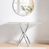 Leonardo White Marble Glass and Silver Console Table  - Leo-Marble-SIL-Leg-Console-Table-white-3.jpg Leonardo White Marble Glass and Silver Console Table  - Leo-Marble-SIL-Leg-Console-Table-white-3.jpg
