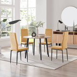 Koko Oak Effect Round Dining Table & 4 Velvet Milan Black Leg Chairs - koko-oak-round-dining-table-4-mustard-velvet-milan-black-chairs-set.jpg