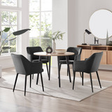 Koko Oak Effect Round Dining Table & 4 Calla Black Leg Chairs - koko-oak-round-dining-table-4-black-velvet-calla-black-chairs-set.jpg