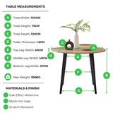 Koko Oak Effect Round Dining Table & 4 Calla Black Leg Chairs - Koko Oak Infographic.png
