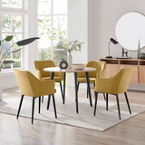 Koko Oak Effect Round Dining Table & 4 Calla Black Leg Chairs - koko-oak-round-dining-table-4-mustard-velvet-calla-black-chairs-set.jpg