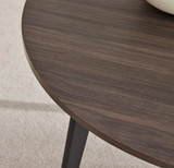 Koko Walnut Effect Round Dining Table & 4 Harper Black Leg Chairs - koko-walnut-modern-round-dining-table-4.jpg