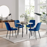 Koko Walnut Effect Round Dining Table & 4 Pesaro Black Leg Chairs - koko-walnut-round-dining-table-4-navg-velvet-pesaro-black-chairs-set.jpg