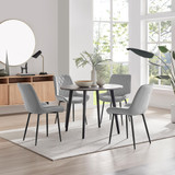Koko Walnut Effect Round Dining Table & 4 Pesaro Black Leg Chairs - koko-walnut-round-dining-table-4-Light-grey-velvet-pesaro-black-chairs-set.jpg