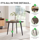 Koko Walnut Effect Round Dining Table & 4 Calla Black Leg Chairs - Koko Walnut Details.png