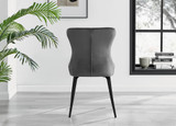Koko Walnut Effect Round Dining Table & 4 Nora Black Leg Chairs - nora-dark-grey-velvet-black-leg-dining-chair-3.jpg