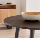 Koko Walnut Effect Round Dining Table & 4 Corona Black Leg Chairs - koko-walnut-modern-round-dining-table-3.jpg